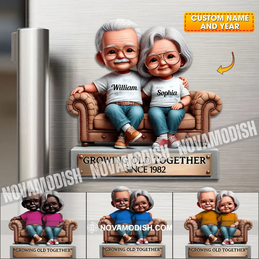 Growing Old Together Couple Fridge Magnet - Personalized 3.54’’ / 1 Piece