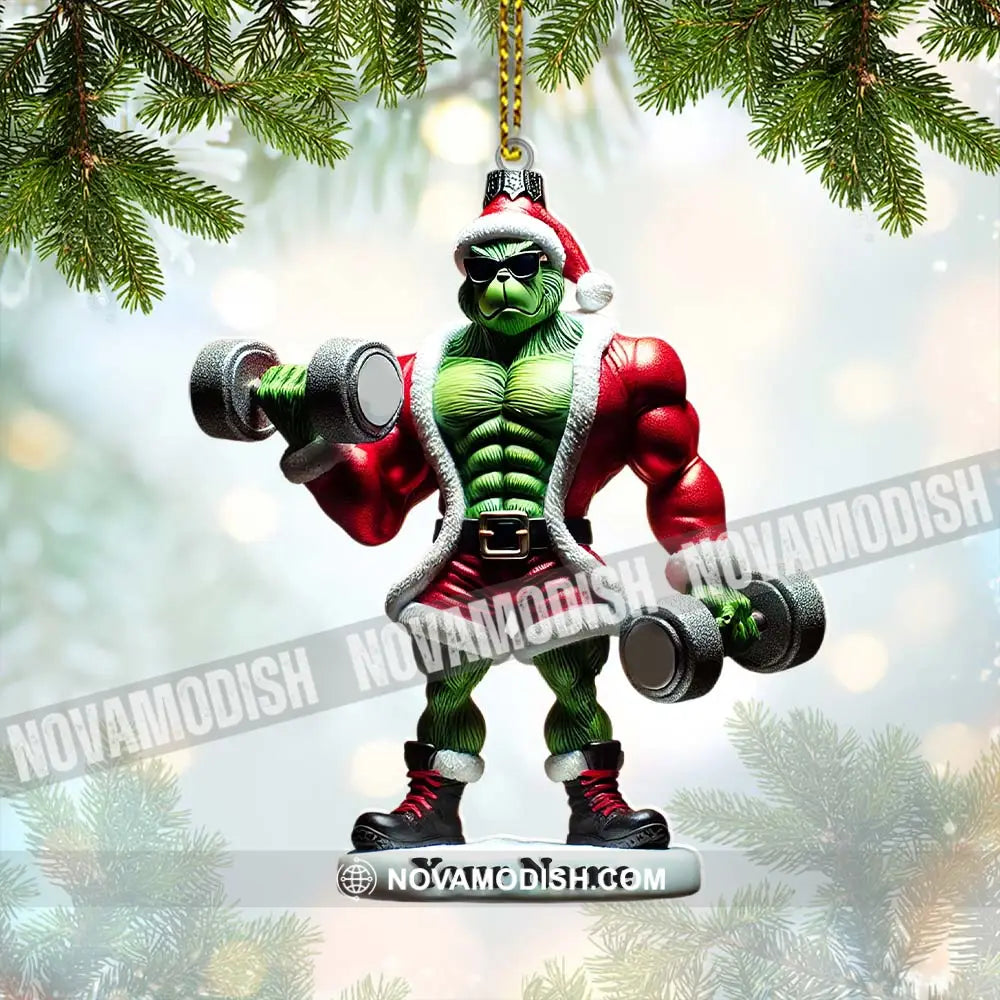 Weightlifter Elf Christmas Ornament Personalized