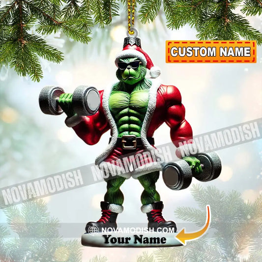 Weightlifter Elf Christmas Ornament Personalized 3.54’’ / 1