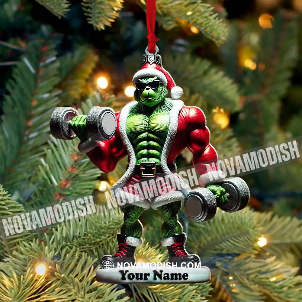 Weightlifter Elf Christmas Ornament Personalized