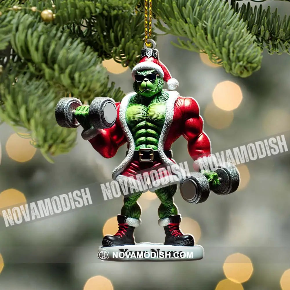 Weightlifter Elf Christmas Ornament Personalized