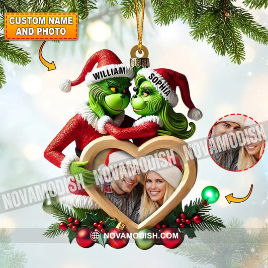 Heart Photo Couple Elf Home Decor Christmas Ornament Personalized 3.54’’ / 1