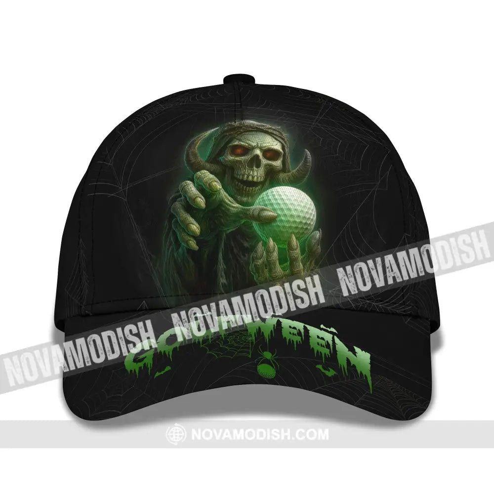 Hello Darkness Skeleton Funny Skull Golf Golfween Halloween Golf Player Classic Cap CLASSIC CAP / UNIVERSAL FIT Cap
