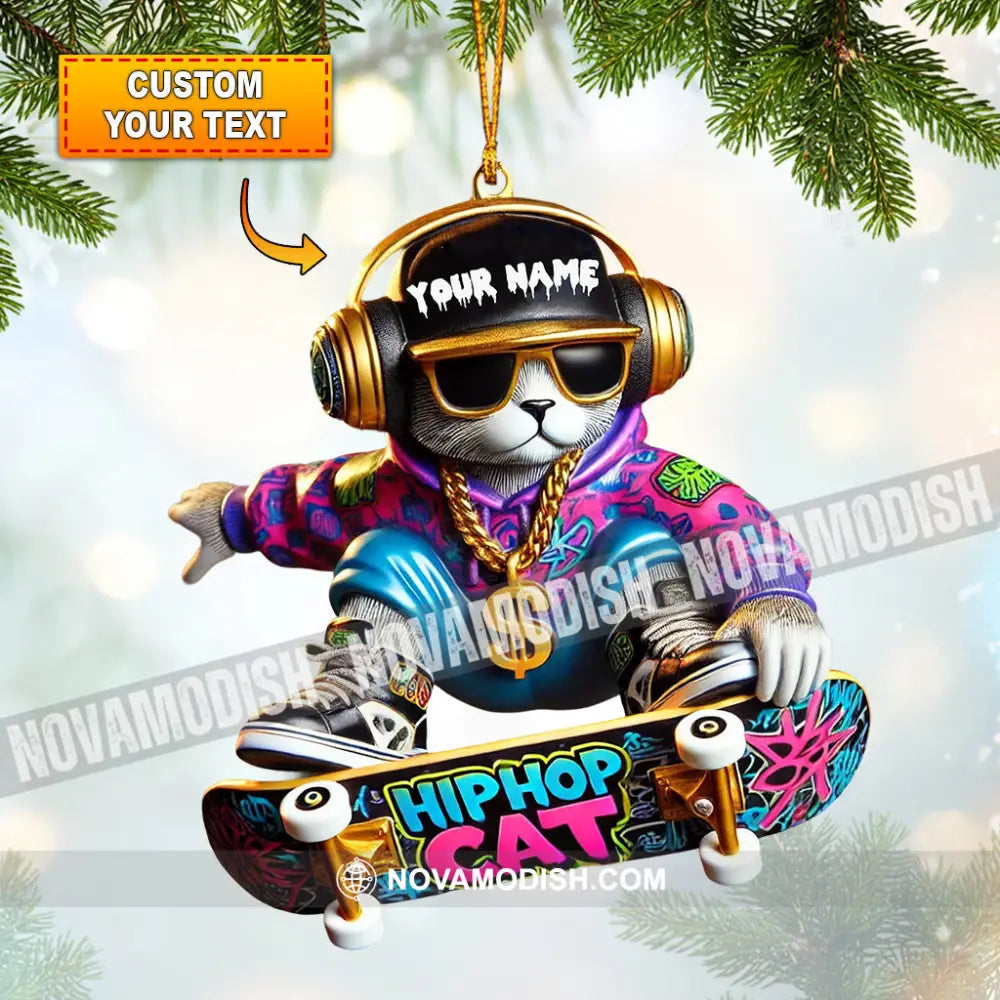 Hip Hop Cat Home Decor Christmas Ornament Personalized 3.54’’ / 1