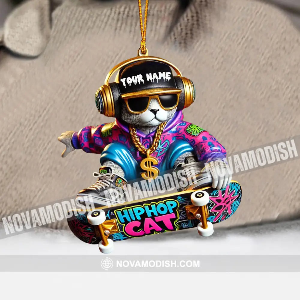 Hip Hop Cat Home Decor Christmas Ornament Personalized