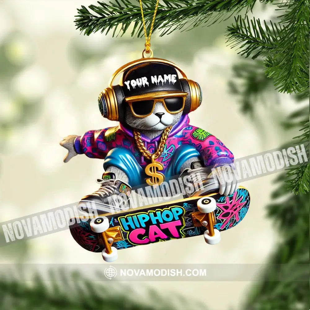 Hip Hop Cat Home Decor Christmas Ornament Personalized