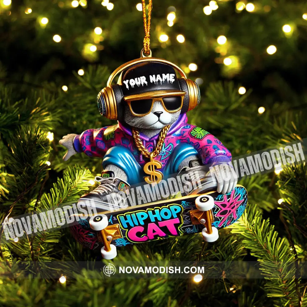 Hip Hop Cat Home Decor Christmas Ornament Personalized