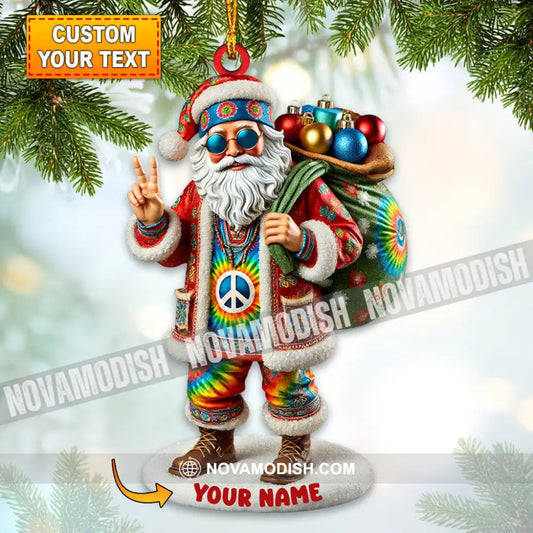 Hippie Santa Christmas Ornament Personalized 3.54’’ / 1