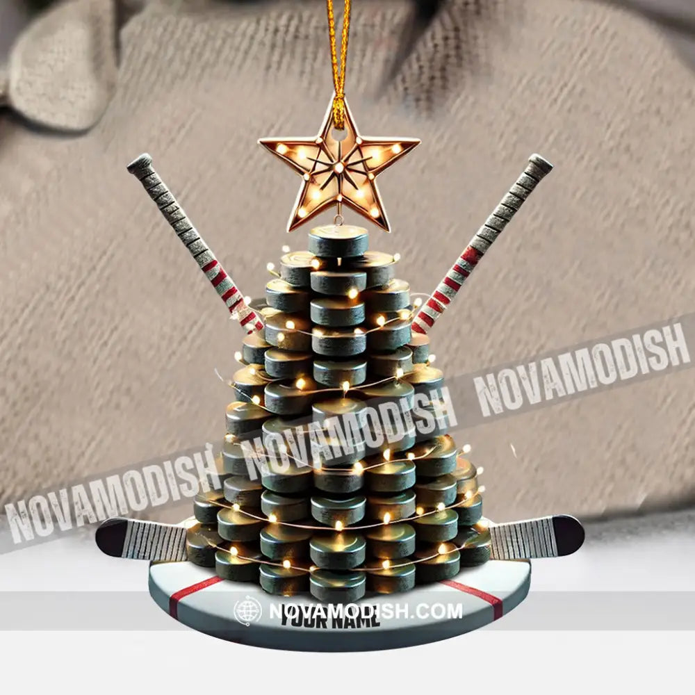 Hockey Tree Christmas Ornament Personalized