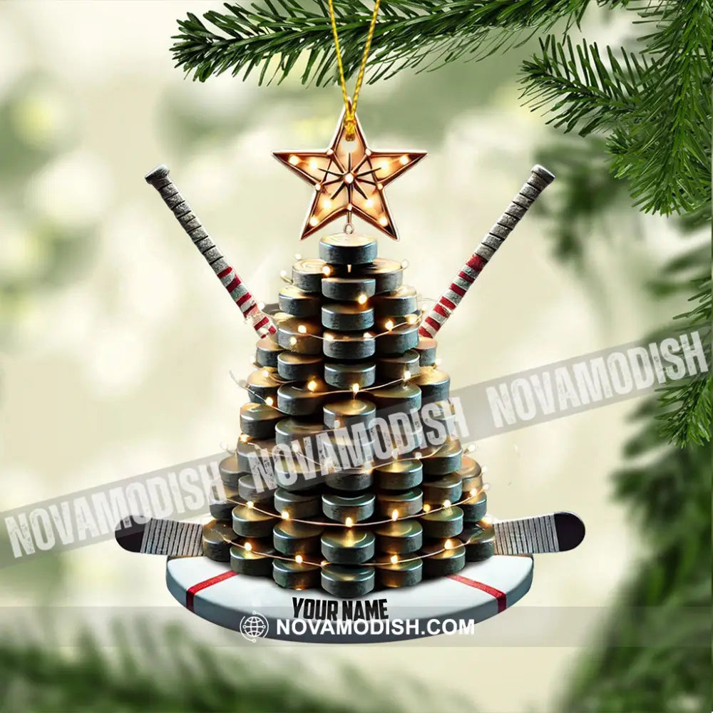 Hockey Tree Christmas Ornament Personalized