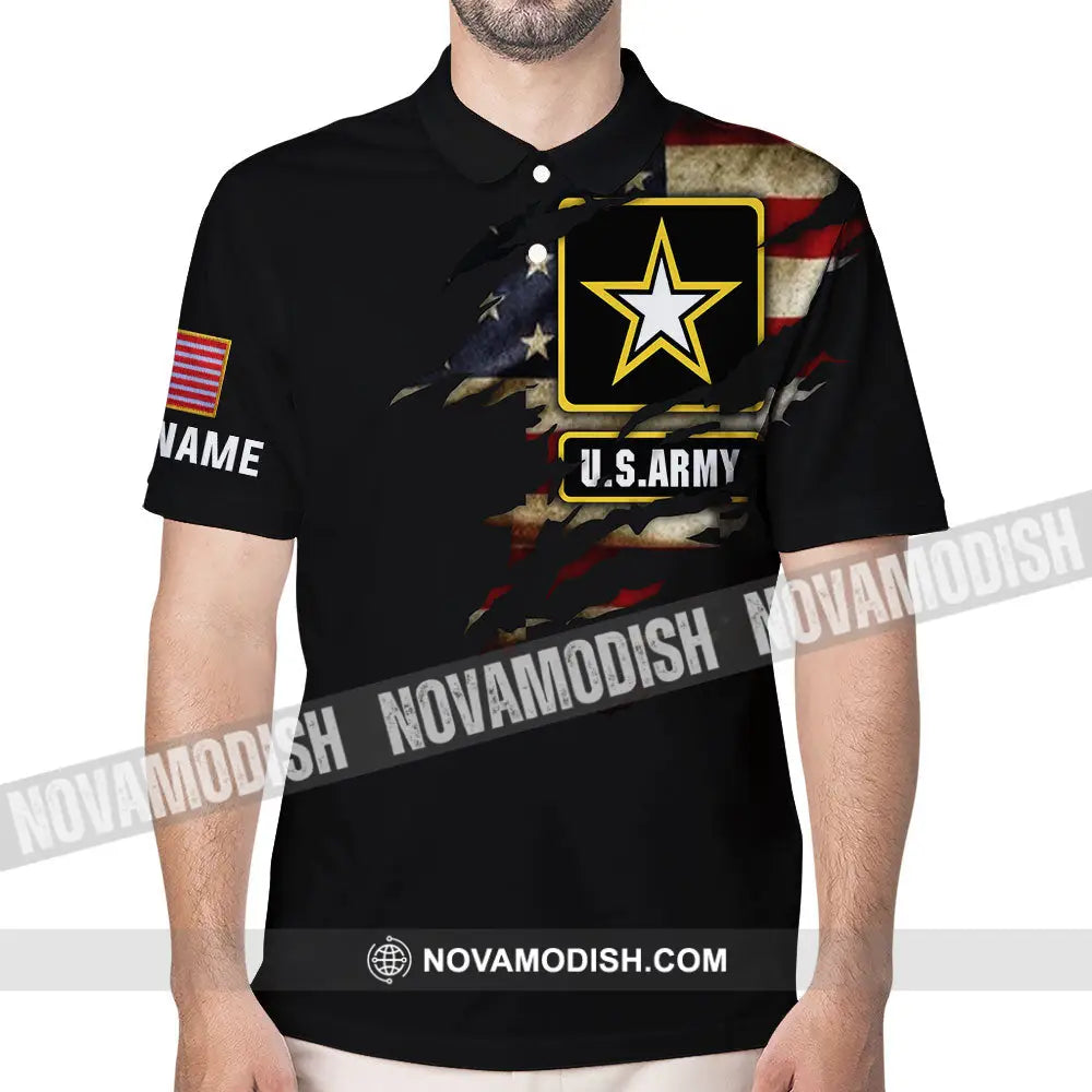 I Am Veteran - Love Freedom Wore Dogtags Have A Dd-214 Customized U.s. Black Polo Shirt Gift For