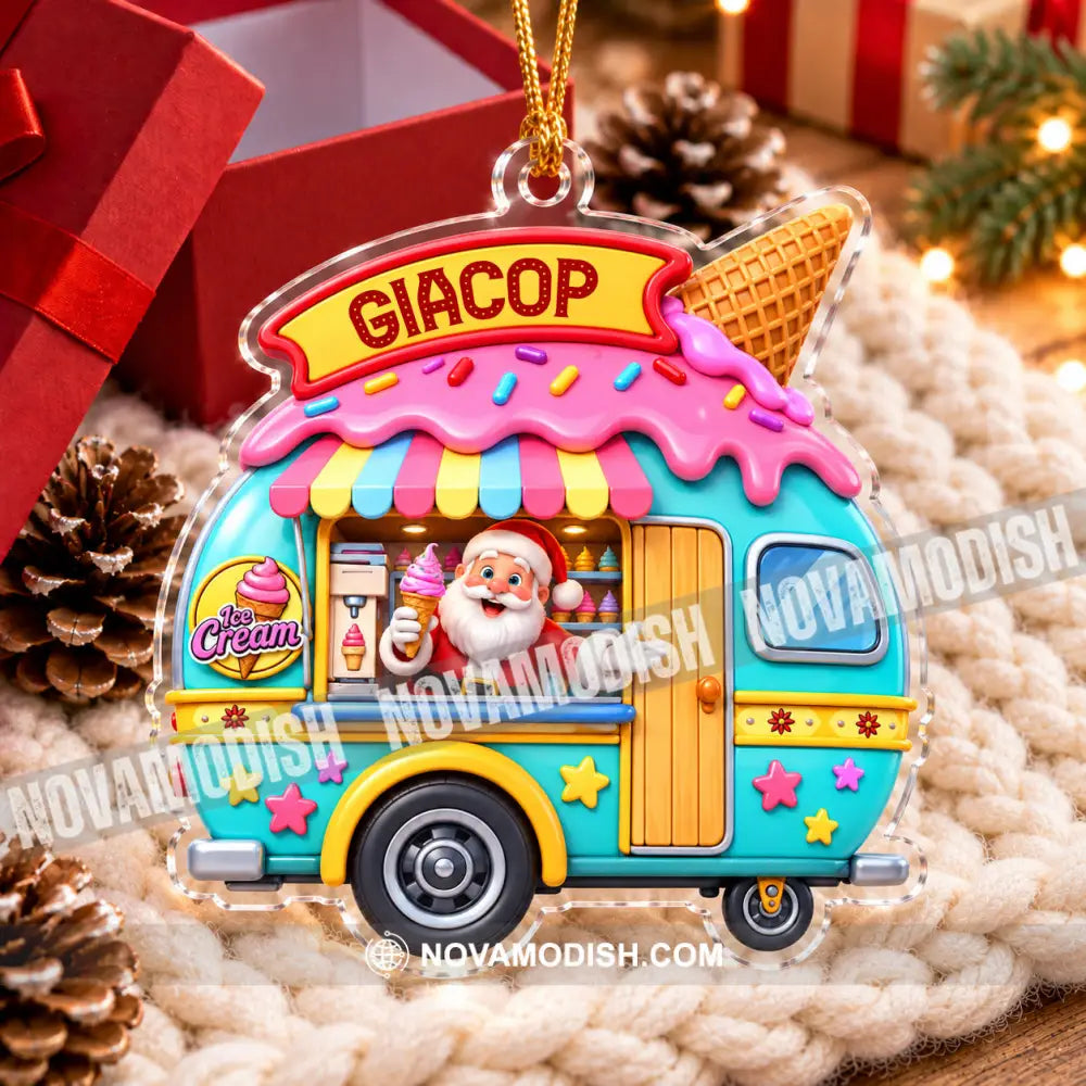 Ice Cream Santa Home Decor Christmas Ornament Personalized Ornament - Ornament