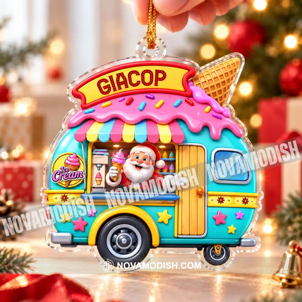 Ice Cream Santa Home Decor Christmas Ornament Personalized Ornament - Ornament