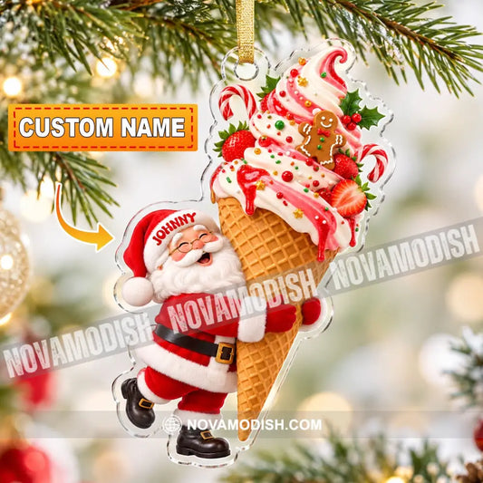 Ice Cream Santa Home Decor Christmas Ornament Personalized Ornament - 3.54’’ / 1 Ornament - Ornament
