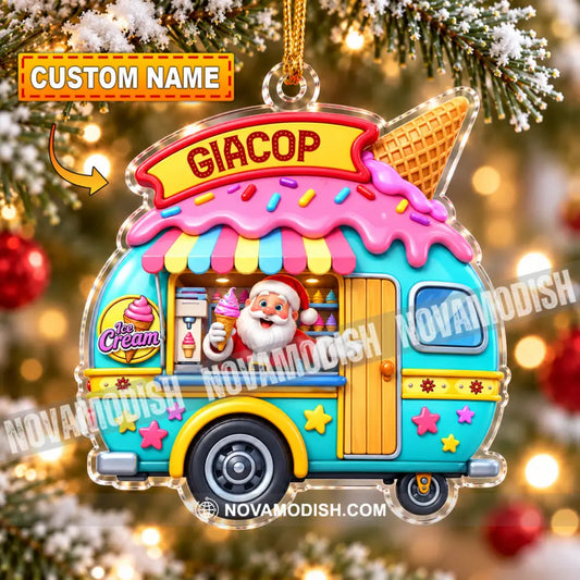 Ice Cream Santa Home Decor Christmas Ornament Personalized Ornament - 3.54’’ / 1 Ornament - Ornament