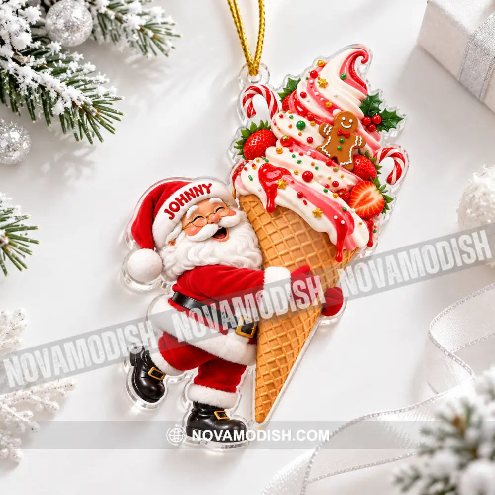 Ice Cream Santa Home Decor Christmas Ornament Personalized Ornament - Ornament