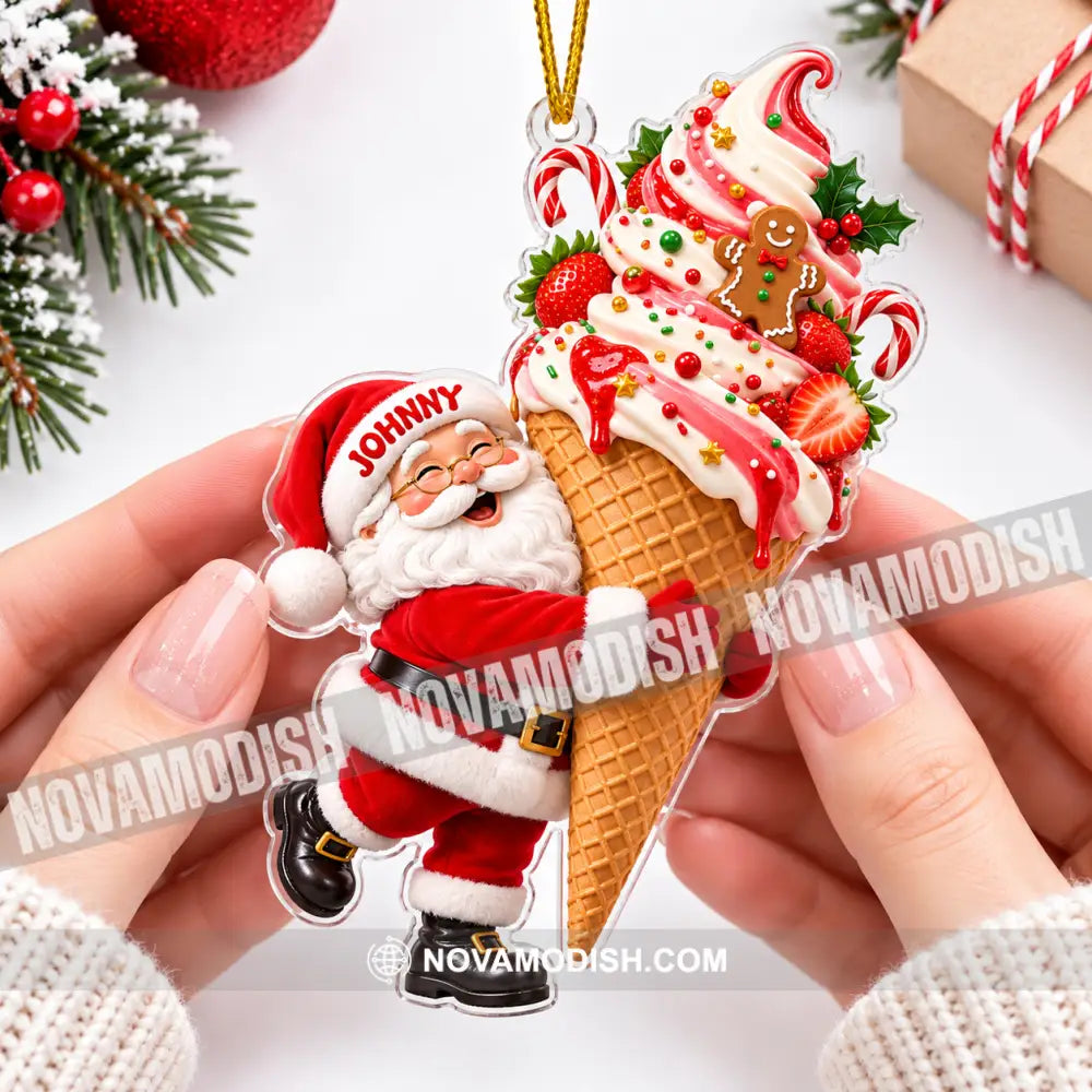 Ice Cream Santa Home Decor Christmas Ornament Personalized Ornament - Ornament