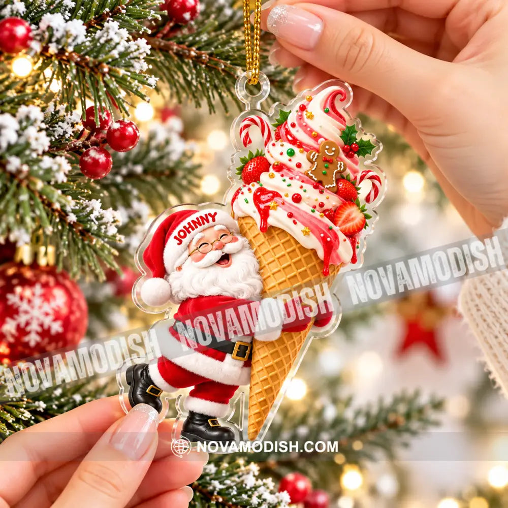 Ice Cream Santa Home Decor Christmas Ornament Personalized Ornament - Ornament