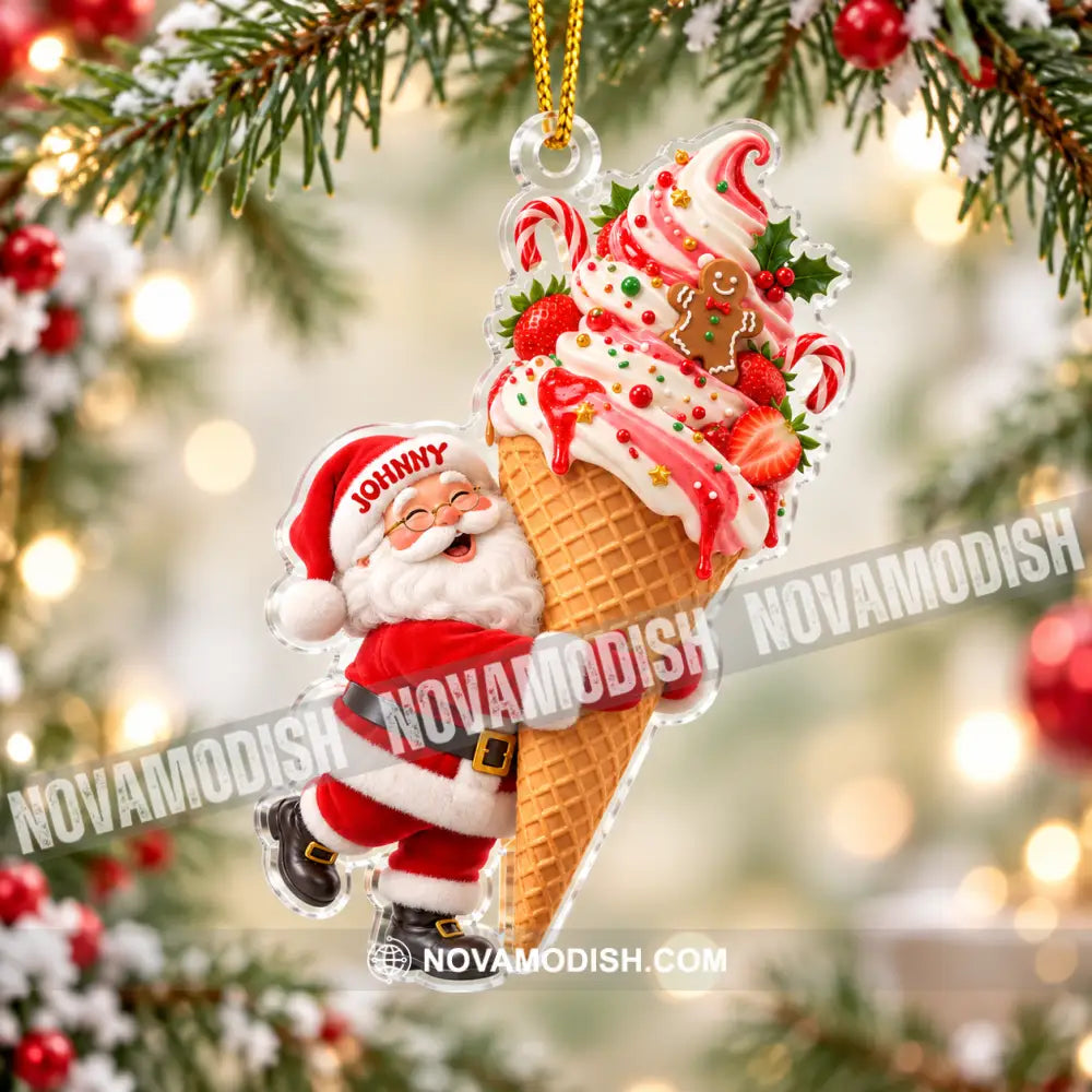 Ice Cream Santa Home Decor Christmas Ornament Personalized Ornament - Ornament