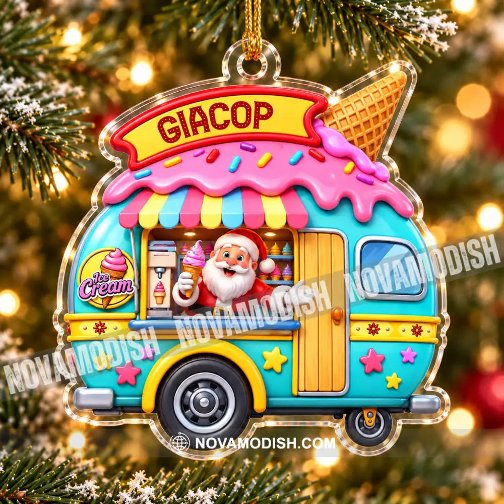 Ice Cream Santa Home Decor Christmas Ornament Personalized Ornament - Ornament