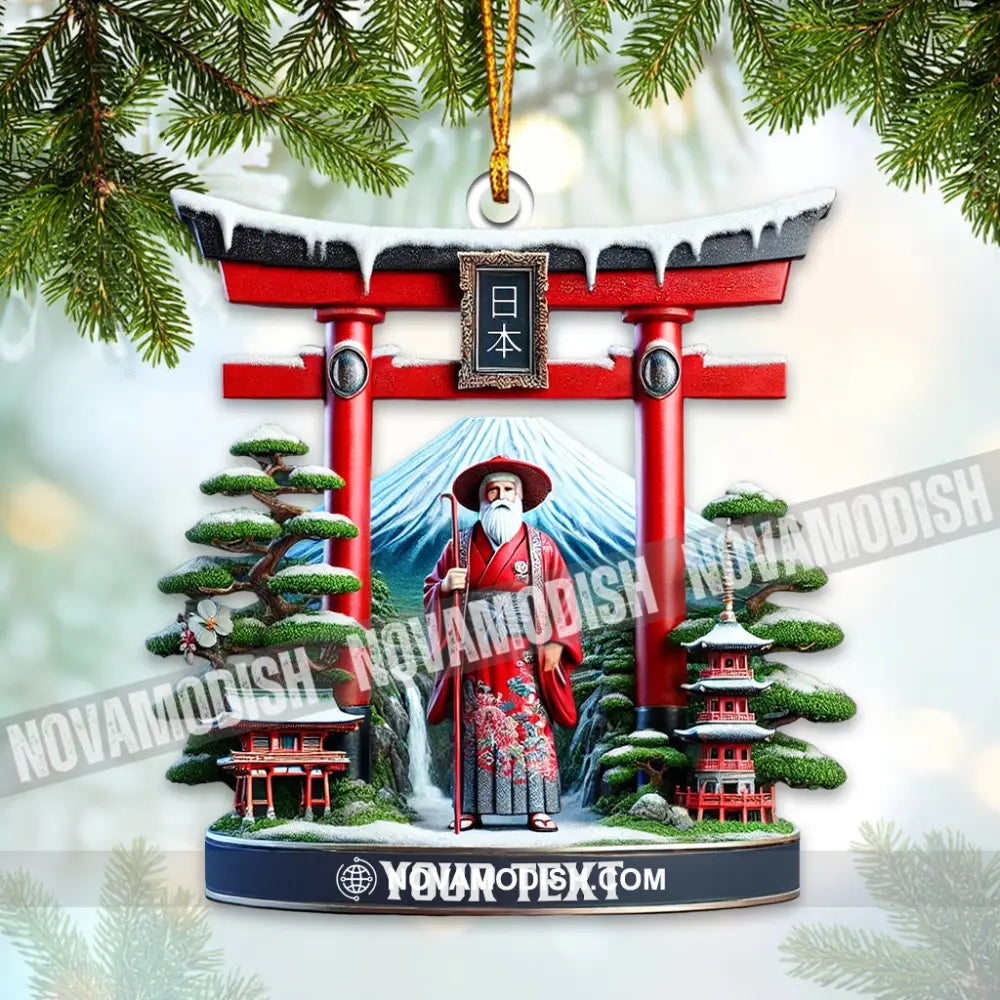 Japanese Santa Christmas Ornament Personalized