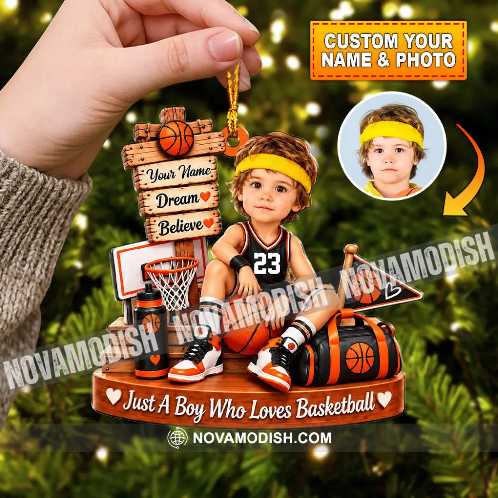 Just A Boy Who Loves Basketball Home Decor Christmas Ornament Personalized Ornament - 3.54’’ / 1 Ornament - Ornament