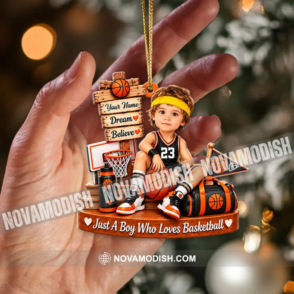 Just A Boy Who Loves Basketball Home Decor Christmas Ornament Personalized Ornament - Ornament