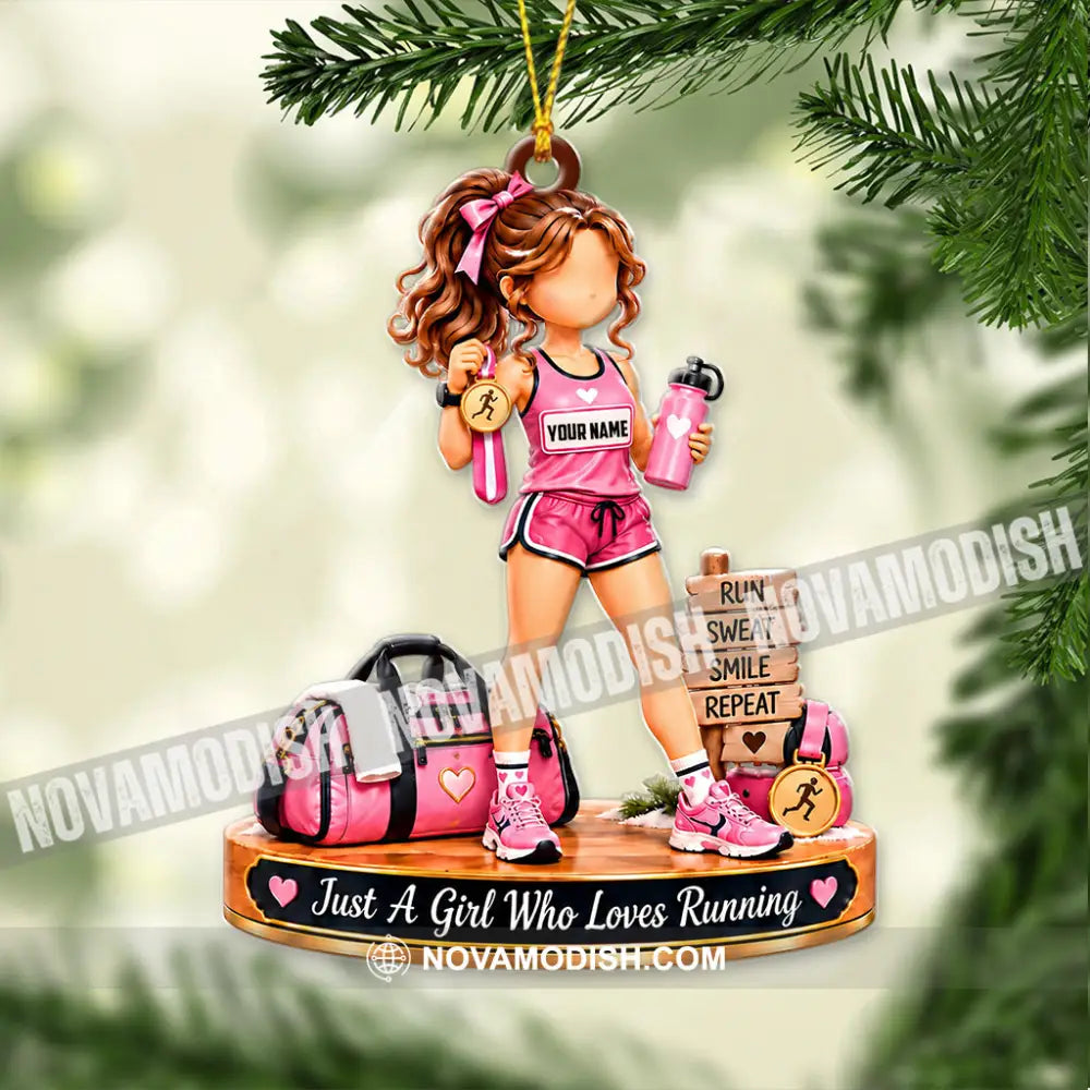 Just A Girl Who Loves Running Home Decor Christmas Ornament Personalized Ornament - Ornament