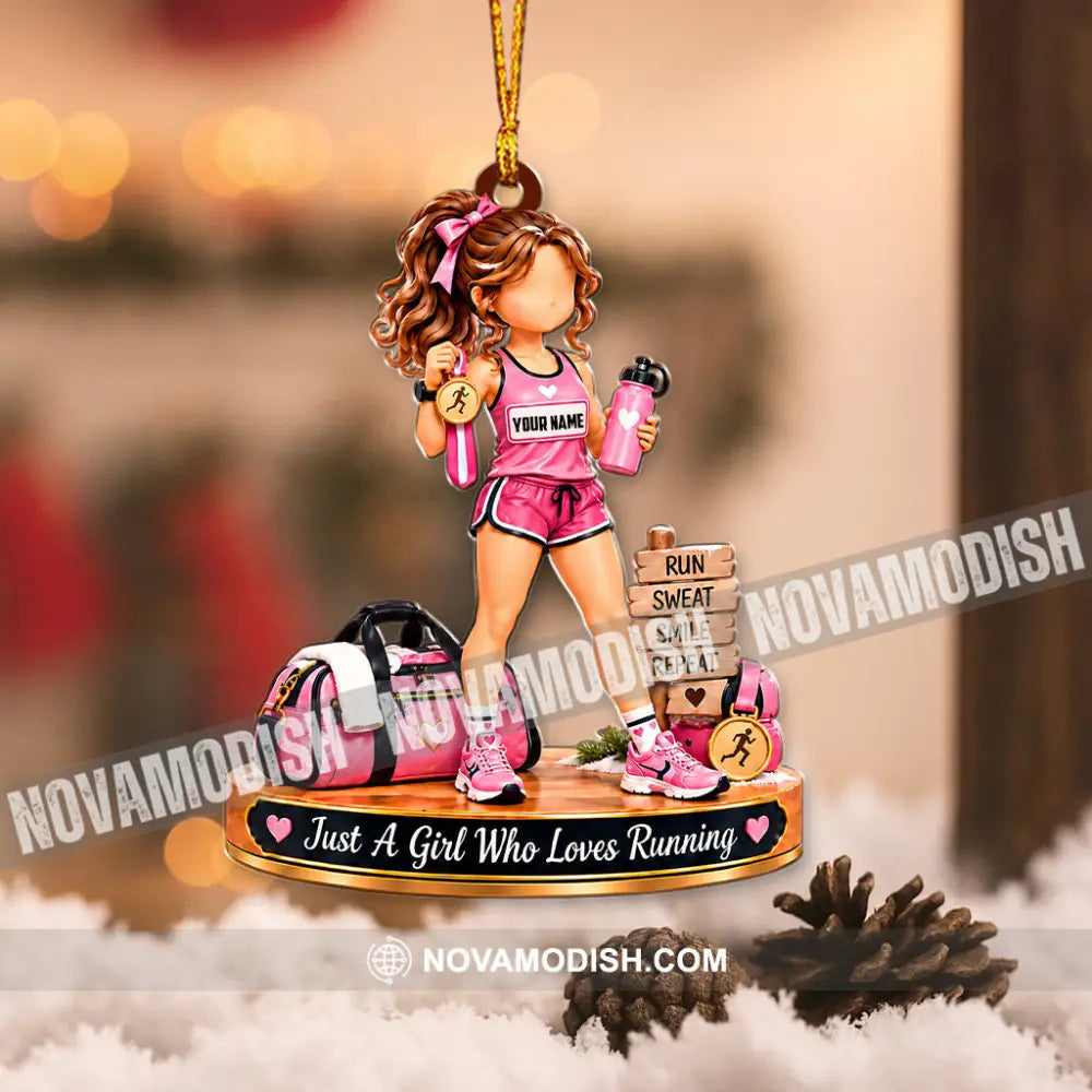 Just A Girl Who Loves Running Home Decor Christmas Ornament Personalized Ornament - Ornament