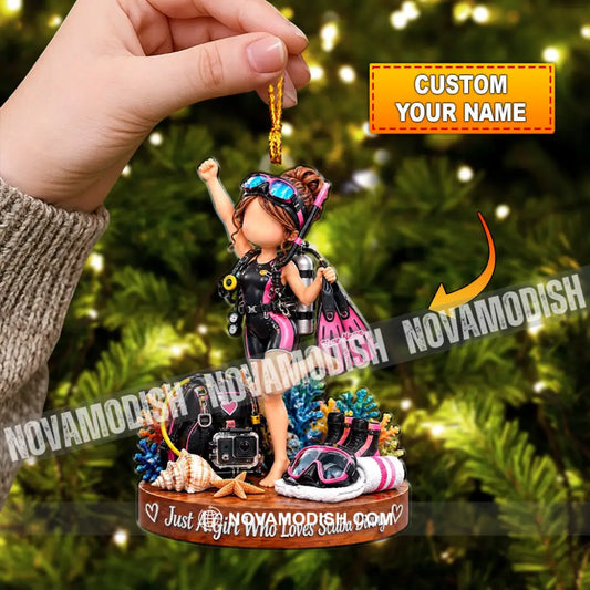Just A Girl Who Loves Scuba Diving Home Decor Christmas Ornament Personalized Ornament - 3.54’’ / 1 Ornament - Ornament