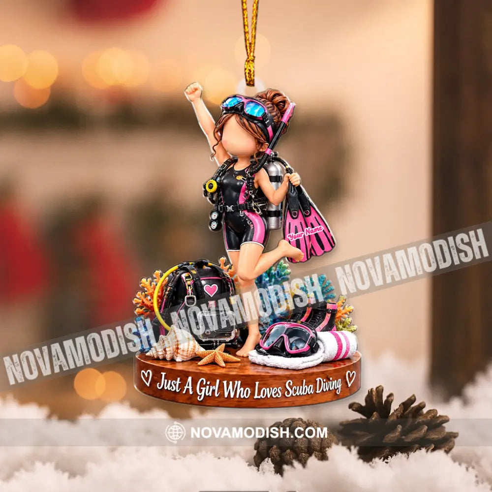 Just A Girl Who Loves Scuba Diving Home Decor Christmas Ornament Personalized Ornament - Ornament