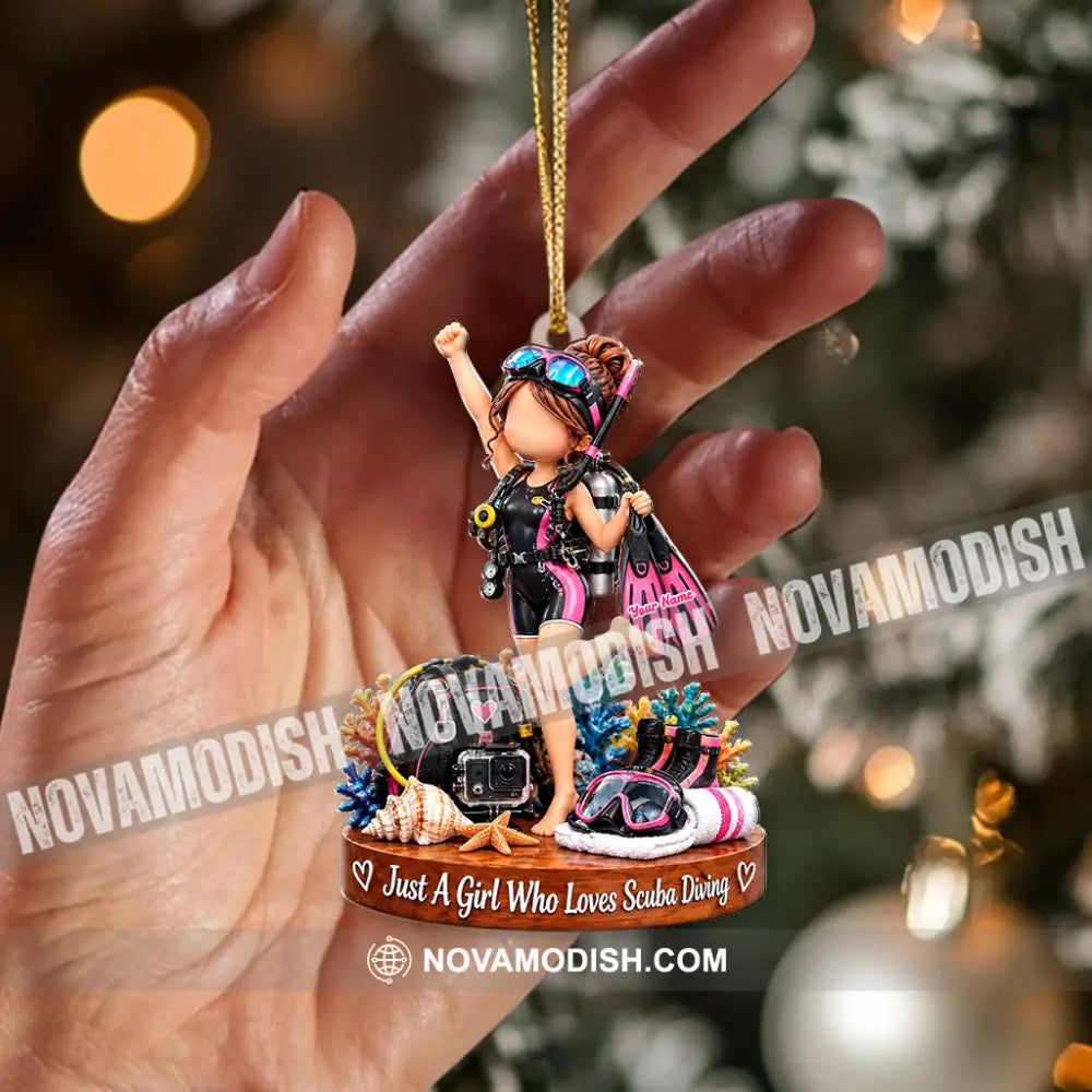 Just A Girl Who Loves Scuba Diving Home Decor Christmas Ornament Personalized Ornament - Ornament