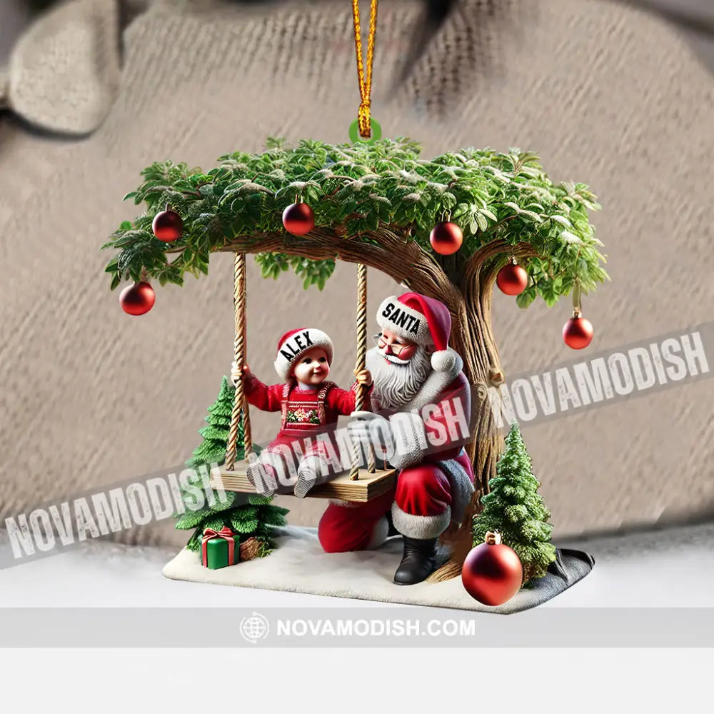 Kid And Santa Decor Christmas Ornament Personalized