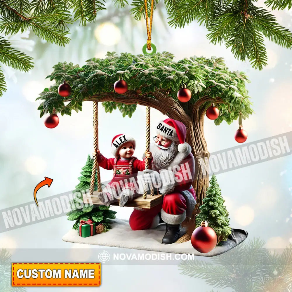 Kid And Santa Decor Christmas Ornament Personalized 3.54’’ / 1