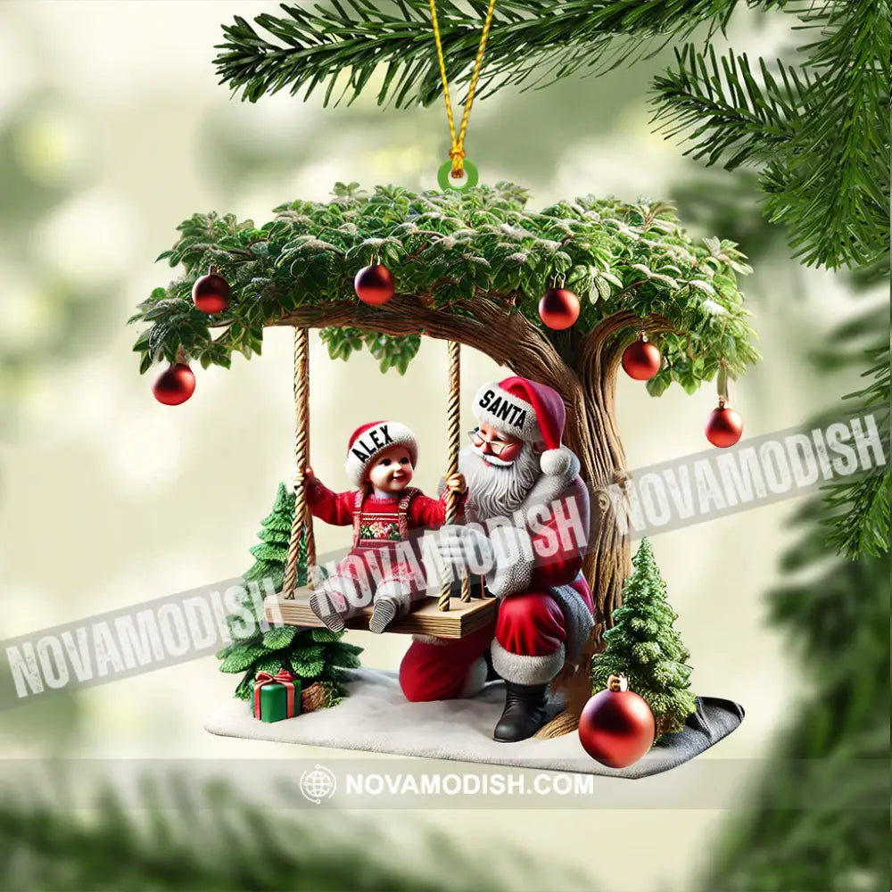 Kid And Santa Decor Christmas Ornament Personalized