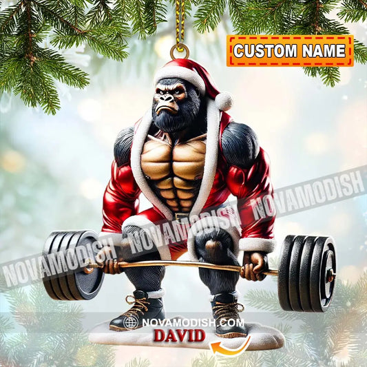 King Kong Weight Lifting Christmas Ornament Personalized 3.54’’ / 1