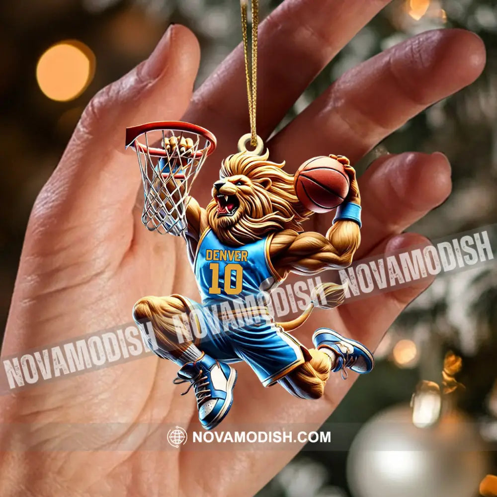 Lion Basketball Christmas Ornament Personalized