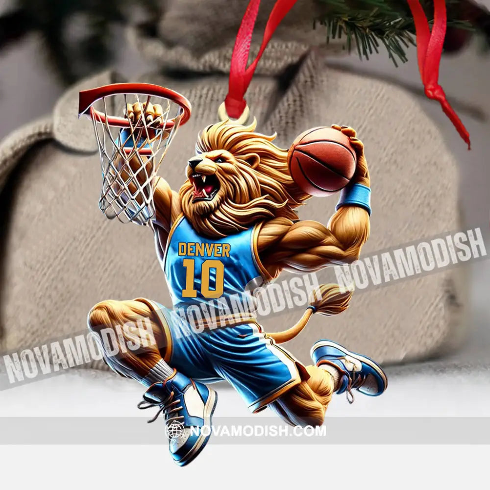 Lion Basketball Christmas Ornament Personalized