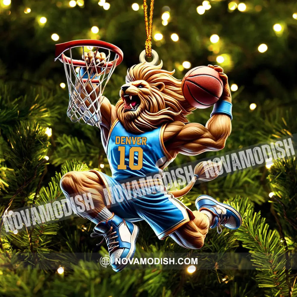 Lion Basketball Christmas Ornament Personalized