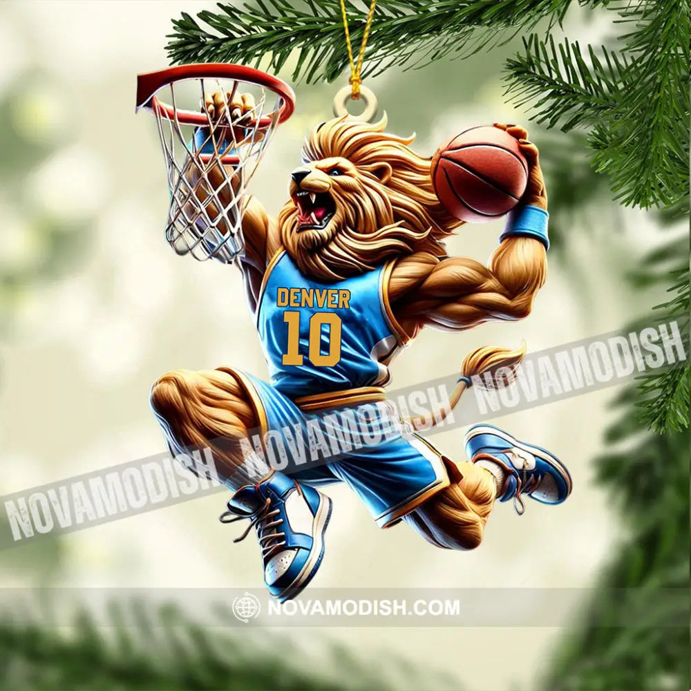 Lion Basketball Christmas Ornament Personalized