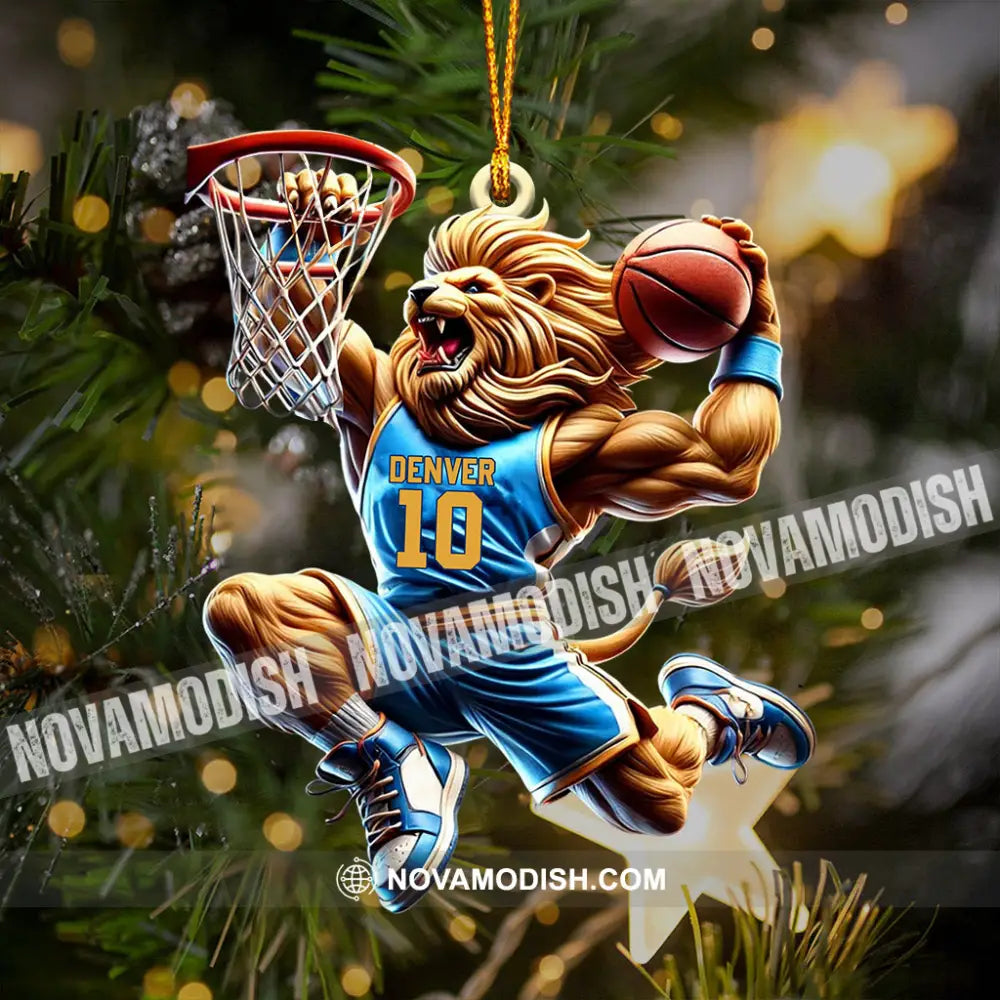 Lion Basketball Christmas Ornament Personalized