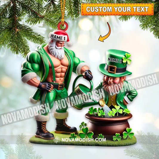 Lucky Leprechaun In Green Leotards Home Decor Christmas Ornament Personalized 3.54’’ / 1