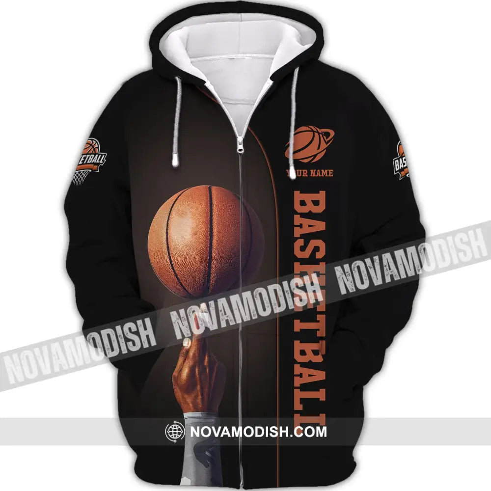 Man Shirt Basketball Custom Name T-Shirt Clothing Gift For Player Zipper Hoodie / S