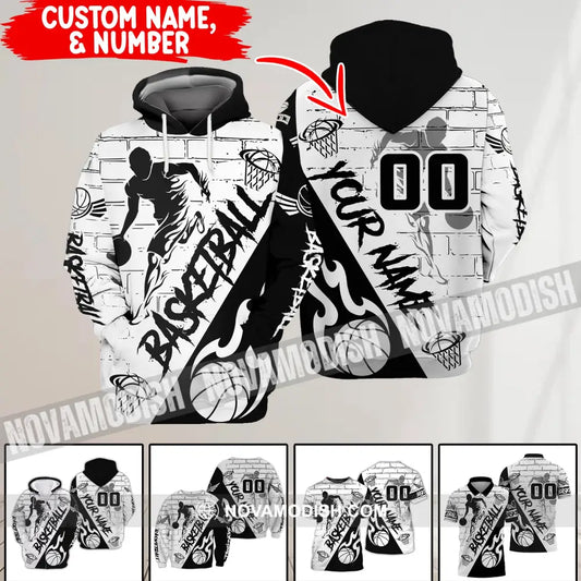 Man Shirt Basketball Custom Name T-Shirt Fire Gift For Player