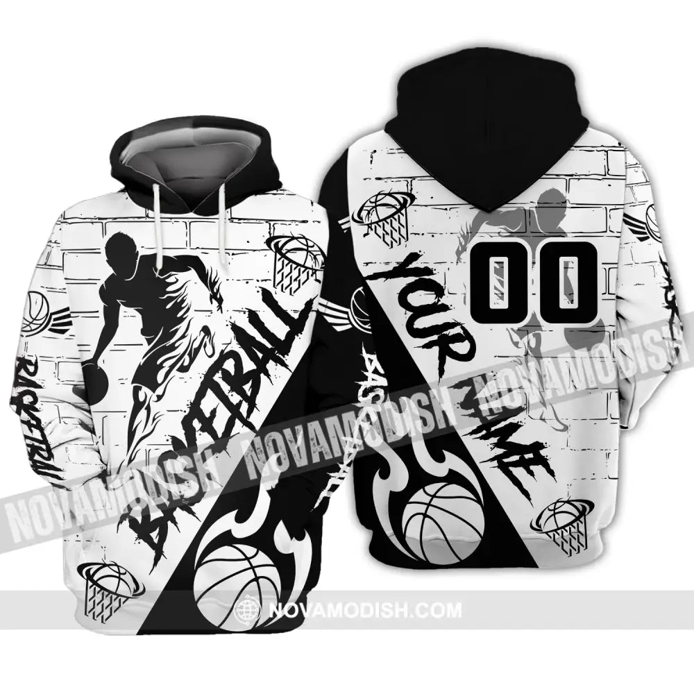 Man Shirt Basketball Custom Name T-Shirt Fire Gift For Player Hoodie / S