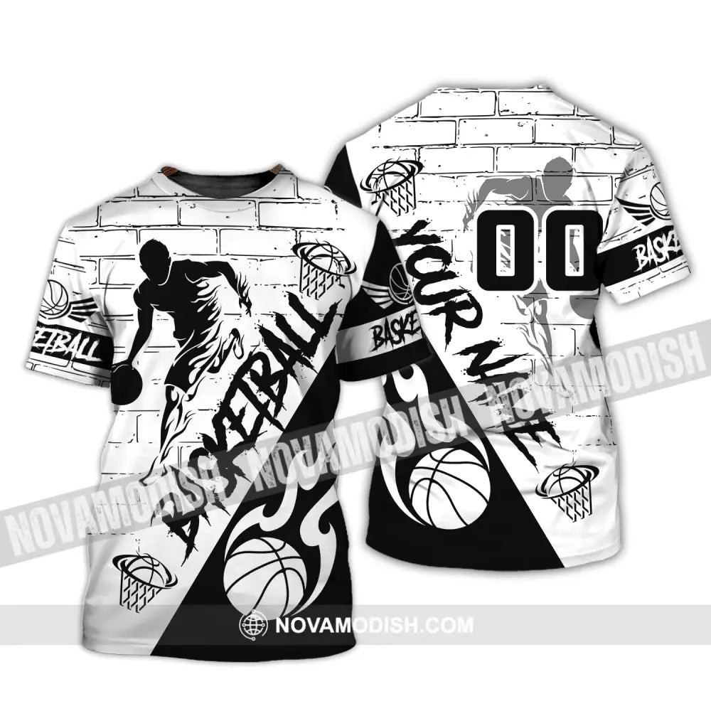 Man Shirt Basketball Custom Name T-Shirt Fire Gift For Player / S