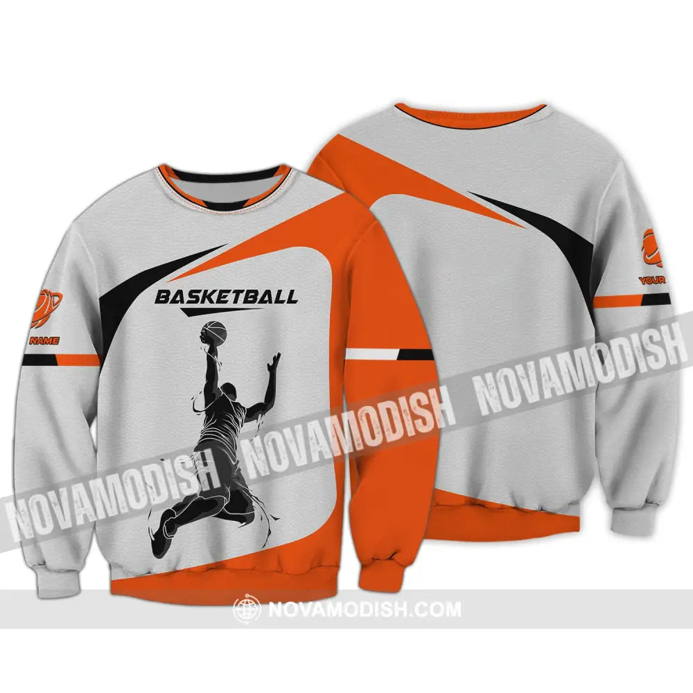 Man Shirt Basketball Custom Name T-Shirt Gift For Player Clothing Long Sleeve / S