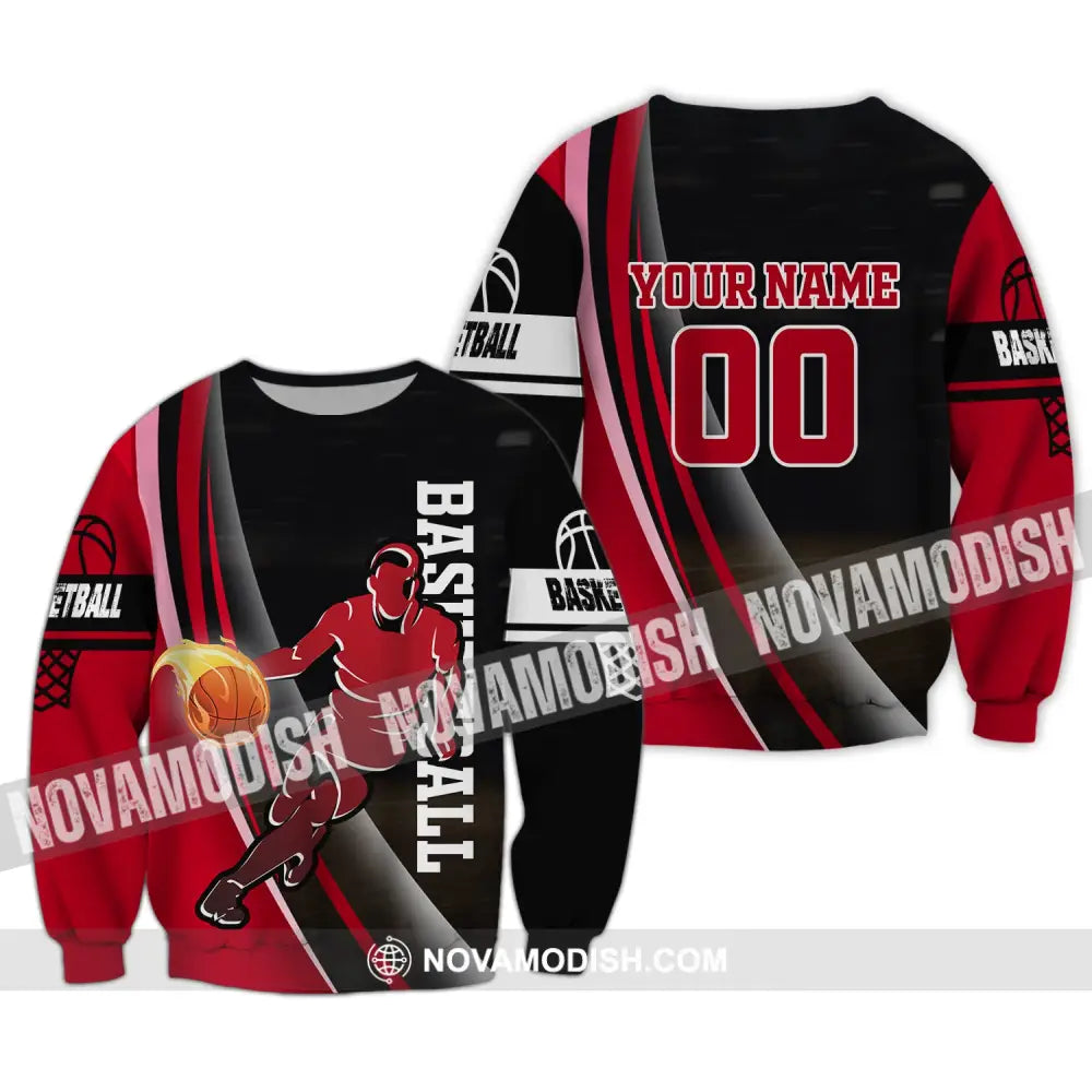 Man Shirt Basketball Custom Name T-Shirt Gift For Player Long Sleeve / S