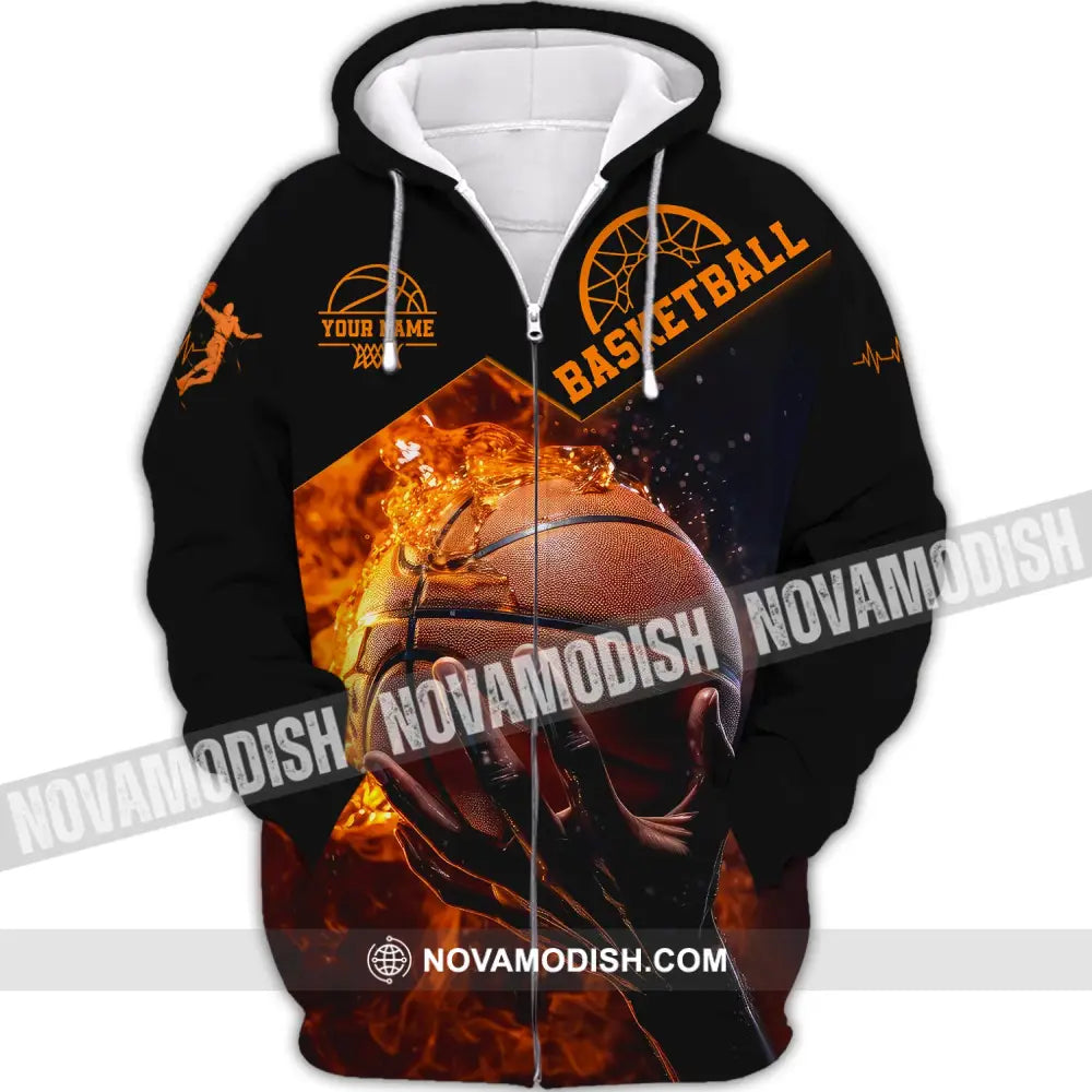 Man Shirt Basketball Custom Name T-Shirt Polo Gift For Player Zipper Hoodie / S