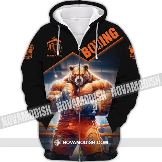 Man Shirt Boxing Custom Name T-Shirt Bear Gift For Lover Zipper Hoodie / S